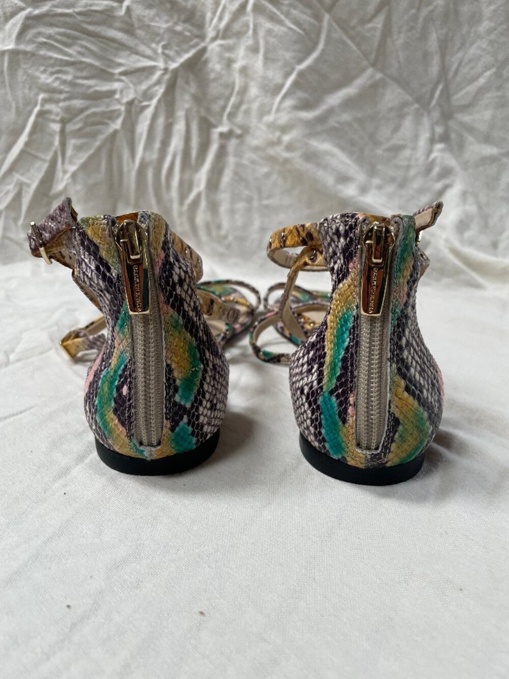 Vince Camuto Multicolor Snake Print Studded Strappy Flat Sandals Size 9M / 40 - Picture 11 of 13